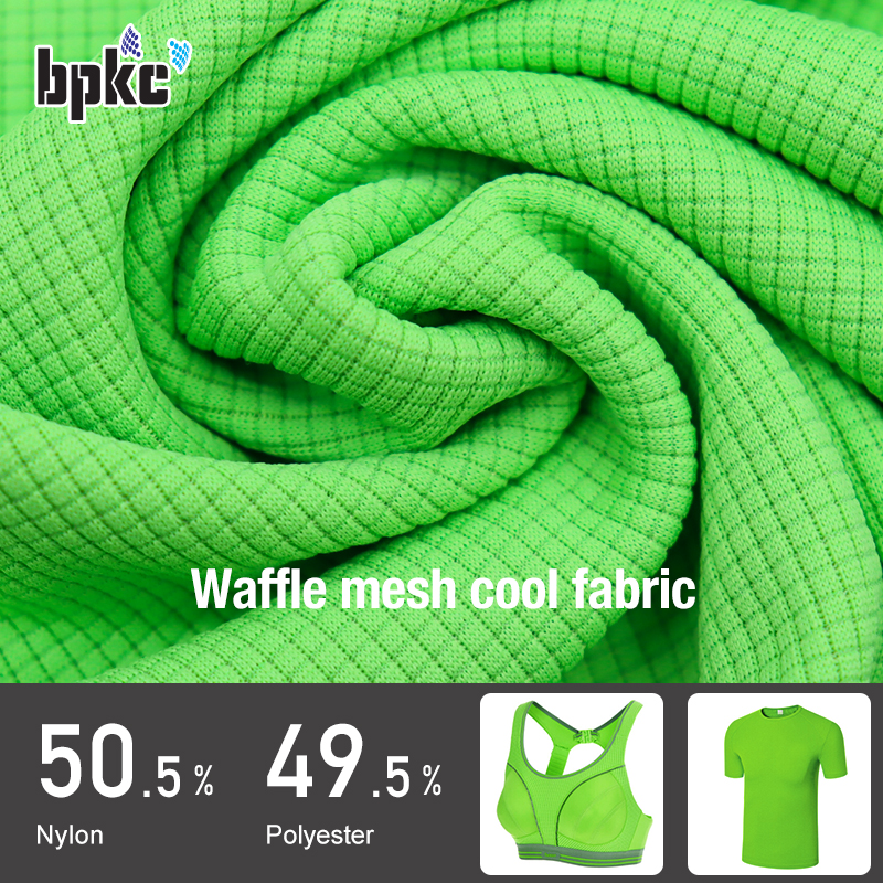 Ice feeling chequered cutout mesh single knitted jersey fabric